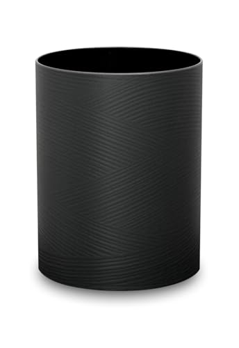 TATSU-CRAFT(タツクラフト) 漆喰調 ダストボックス S さざ波 墨染 ブラック BK 3.4L ごみ箱 丸型 おしゃれ ふた無し キッチン リビング ゴミ箱 ペール ふた無しゴミ箱 トラッシュカン インテリア 和室 国産 日本製