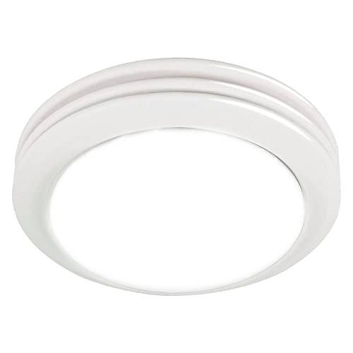 Image of Akicon Ultra Quiet Bathroom Exhaust Fan with LED Light 80CFM 2.0 Sones Round Bathroom Ventilation Fan with Frosted Glass Cover Satin White Finish (Satin White)