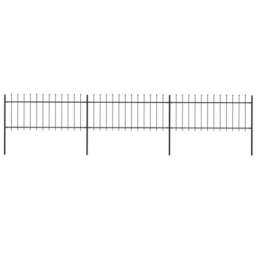 Gartenzaun mit Speerspitze, Stahlzaun 537 x 80 cm Schwarz, pulverbeschichteter Stahl, dekorative Zaunelemente für Garten, Zuhause oder Eingang Gartenzaun mit Speerspitze, Stahlzaun 537 x 80 cm Schwarz, pulverbeschichteter Stahl, dekorative Zaunelemente für Garten, Zuhause oder Eingang