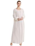 BEAUTELICATE Nachthemd Damen Langarm Musselin Schlafkleid Lang Baumwolle Batist mit Spitze Locker Viktorianisch Nachtkleid Weich Negligé Sleepshirt Weiß,XL