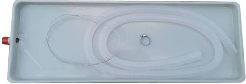 Galvanized HVAC Drip Pan with Drain Fitting Kit, Leak-Proof Condensate Drain Pan for Mini Split & Heat Pump Systems, 1010 x 240mm, Durable Air Conditioner Accessory