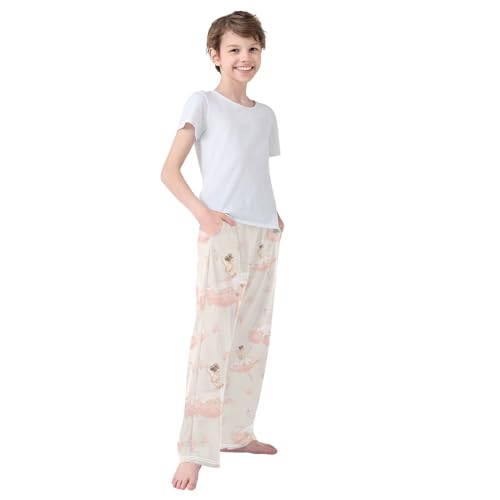 Boys' Pants Ballet Dancer Pink Long Bottoms Jogger Pants Elastic Waist Trousers with Pockets S-XL4