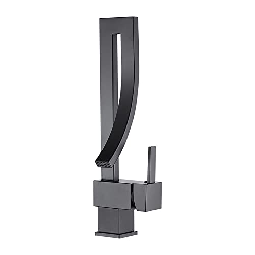 Robinet Salle De Bain Robinet Lavabo Pivotant À 360°, Style Moderne Noir Monocommande Laiton Mitigeur Lavabo Eau Chaude Et Froide Disponible, Robinetterie Vasque