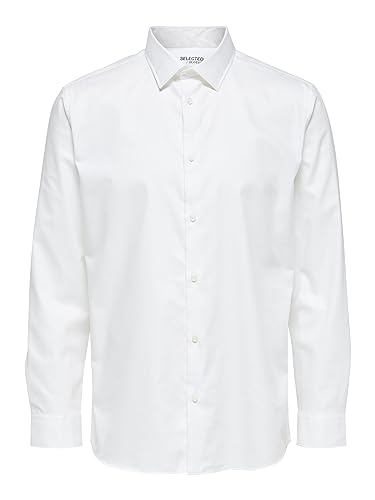 SELECTED HOMME Men's SLHREGETHAN Shirt LS Classic B NOOS Shirt, Bright White, M, Bright White, M