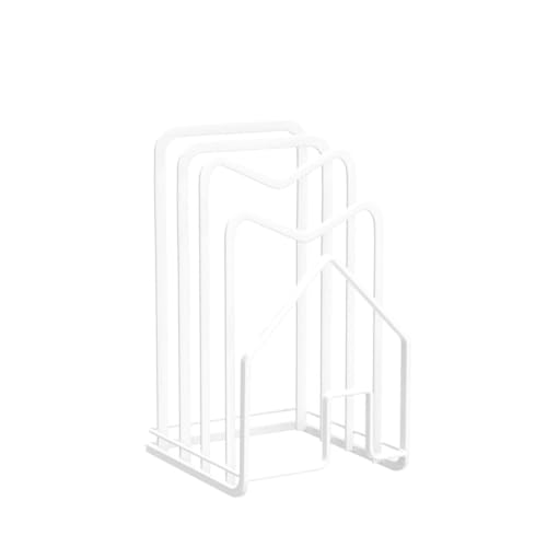 LINFIDITE Chopping Board Holder Rack Cutting Board Organiser Pot Lid Holder Stand Kitchen Countertop Organiser Cookware Storage Freestanding Stand for Pans Lids,Chopping Boards,White