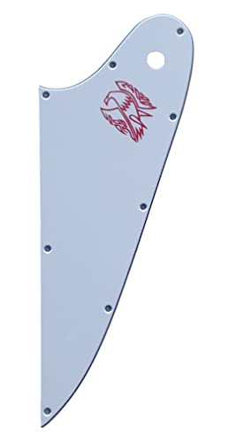 VAttea Golpeador de guitarra Gibson Firebird con logotipo rojo (3 capas, blanco 1)