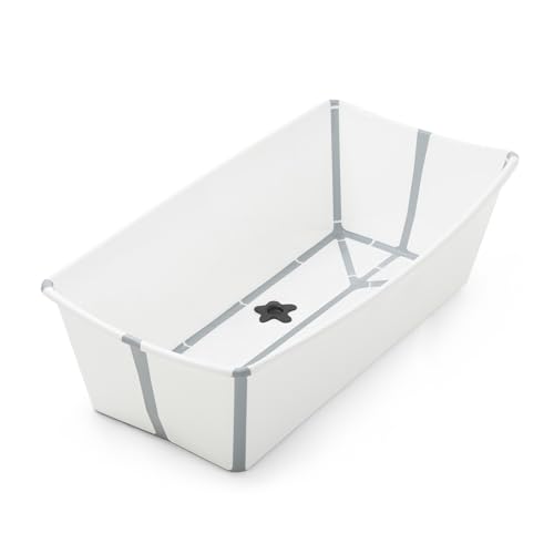Stokke Flexi Bath X-Large, Blanc - Spacieuse Baignoire bébé pliable - Légère & facile à ranger - Pratique à utiliser à la maison ou en voyage - Idéale pour les enfants de 0 à 6 ans