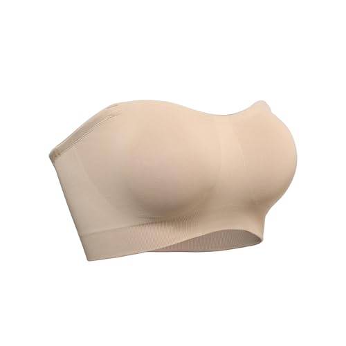Image of HACI Strapless Bra No Underwire Padded Wireless Supportive Multi-Way Bandeau Bra Tube Top Bra for Women(Beige,S), Small