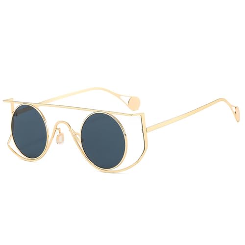 Lunettes de soleil en métal irrégulier de créateur rétro chic