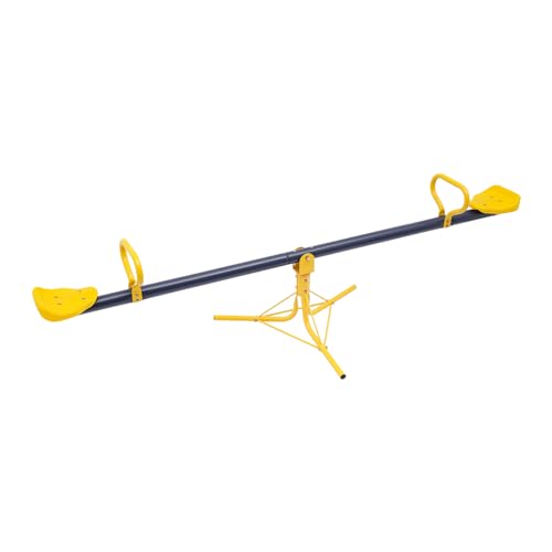 KAUITOPU Gartenwippe, Kinderwippe mit 360° Drehen für Kinder ab DREI Jahren geeignet Teeter Totters für Höfen Gärten Parks Kindergärten Beide Enden Tragfähigkeit 50kg Gelb