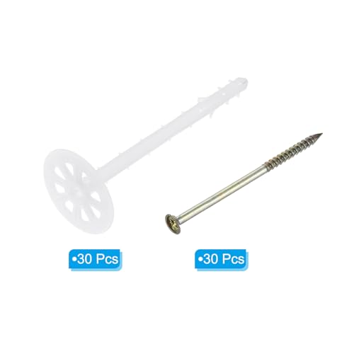 Image of PATIKIL 162mm Perforated Insulation Pins, 30 Pack Insulating Nails Wall Plug Plastic Expansion Bolt for Fixing Foam Boards to Masonry Wall or Ceiling
