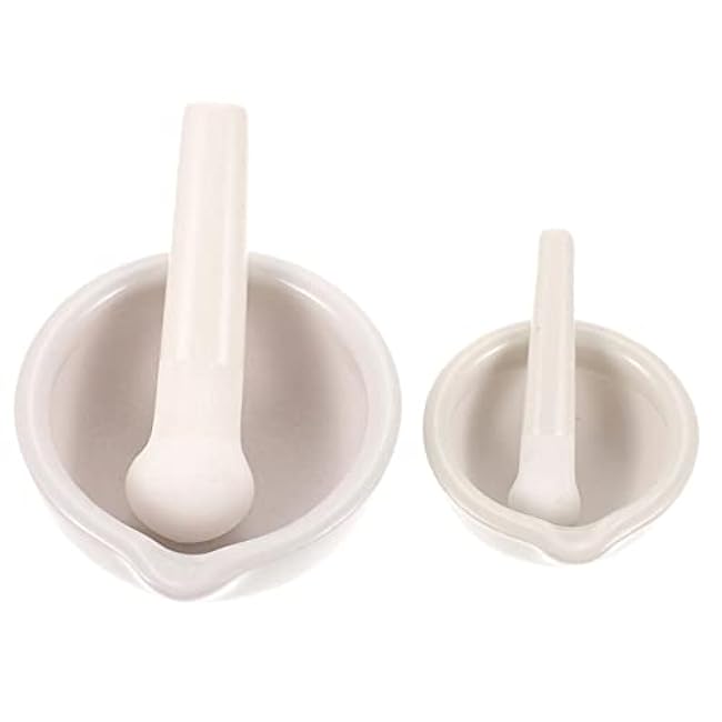 Unomor 2 Pcs Ceramic Grinding Bowl Set Sturdy Coffee Bean and Spice Pestle Household Seasoning Crush Pot for Kitchen and Restaurant Use