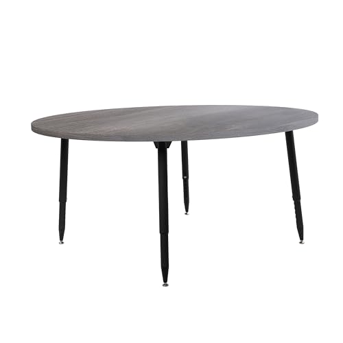 Image of Adapte Commercial Classroom Activity Table - 60 inch Round Woodgrain, ADA Compliant Tapered Legs with Glides & Casters, Adjustable Height 22-34 inch Wheelchair Accessible, School & Office Furniture