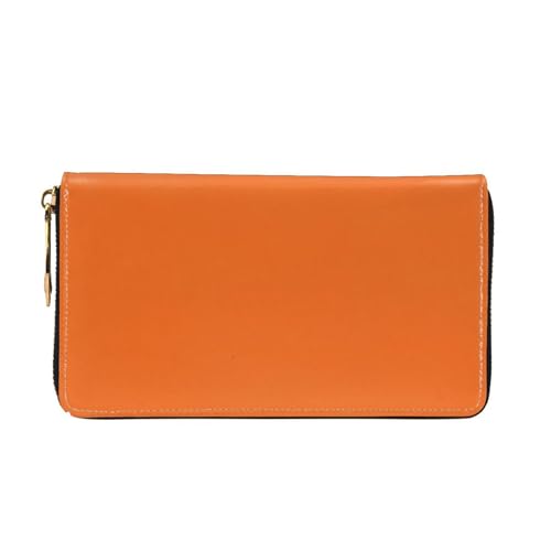 NasturtiumJLH Orange Leather Wallet for Women Long Coin Purse Ultra Slim Credit Cards Holder Bifold Clutch4