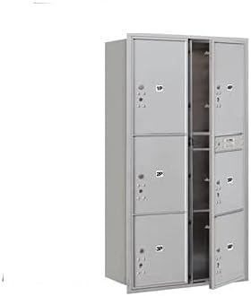Salsbury Recessed Mounted 4C Horizontal Mailbox - Maximum Height Unit 56 .75 in. - Double Column - Stand-Alone Parcel Locker - 1 PL4s, 2 PL4.5s, 1 PL5 & 2 PL6s, Aluminum - Front Loading
