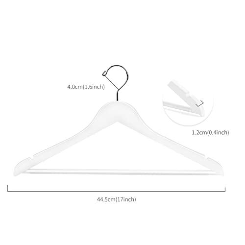 Nature Smile White Wooden Coat Hangers 16 Pack Premium Solid Wood Suit Clothes Hangers With Pants Bar #TOP1