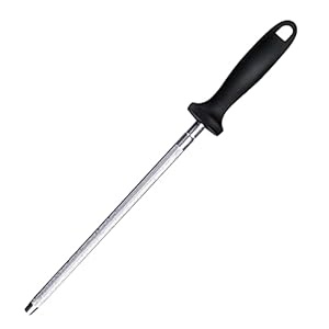 Knife Sharpener Rod, 13 Inch Carbon Steel Professional Knife Sharpening Steel, Knife Sharpener with Hanging Holes (13 inches)