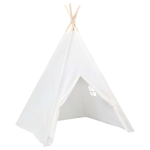 vidaXL Tienda Tipi Niños y Bolsa Tienda de Campaña Infantil Bebés Juegos Jardín Casa Patio Diversión Decoración Adorno Piel Melocotón Blanco