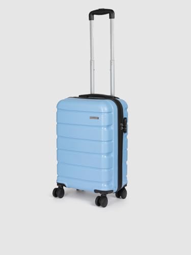 Image of Teakwood 55 CM Unisex Trolley Bag for Travel, Hard Cabin Trolley Large Travel Suitcase Bag, Lock System 360 Degree 8 Rotating Wheels (55 CM, Powder Blue)