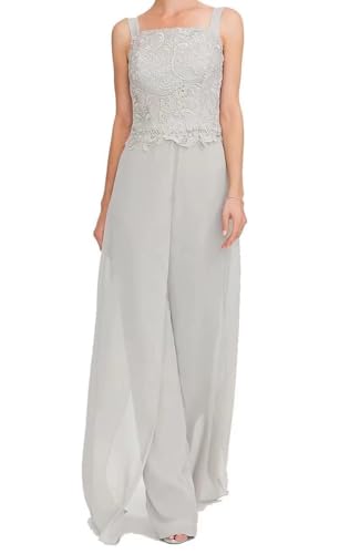 3 Pieces Mother of The Bride Pant Suits for Women with Jacket Lace Chiffon Long Sleeve Formal Evening Outfit2