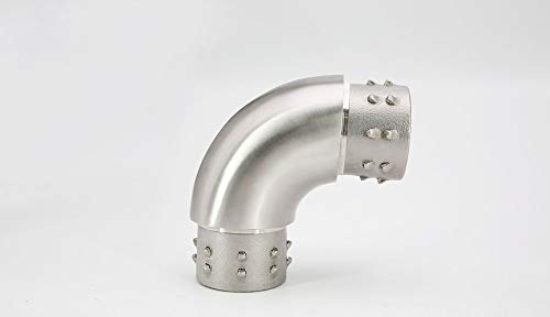 Stainless Steel 316 Railing Connector Flush Elbow Fitting 90 Degree For 2" Od 16 Gauge Tube, Satin Surface #TOP16