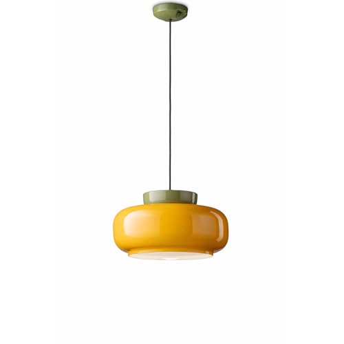 Suspension vintage Maracana jaune vert luminaire E27 céramique salon cuisine