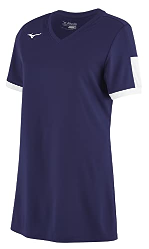Mizuno Women's Standard Aerolite V-Neck Jersey, Navy-White, X-Large