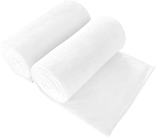 Image of JML Microfiber Bath Towels, Oversized Bathroom Towel 2 Pack 40 inch x 80 inch, Super Absorbent and Fast Drying, Soft Large Microfiber Bath Sheet for Beach, Sport, Fitness, Yoga, White
