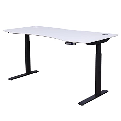 Image of ApexDesk Elite Pro Series 71 inch x 33 inch Electric Height Adjustable Stand up Desk, Sit Stand Home Office Desk, Computer Desk - Curved White Top /Black Frame