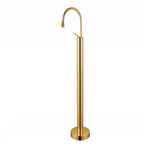Image of BASSINO Luxury Free Standing Golden Basin Faucet /Floor Mounted Pedestal Tap for Bathroom Bathtub & Wash Basin /4x8x46 Inches Tall Single Lever Mixer Tap with Premium Brass Body /Designer Faucet(Gold)