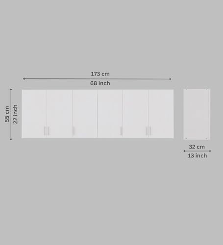 Image of Door Multipurpose Storage Cabinet & Adjustable Shelf | Space Organizer | Termites Resistance | Wall Mounted for Office, Kitchen Finish (Highland Pine, Door 6)