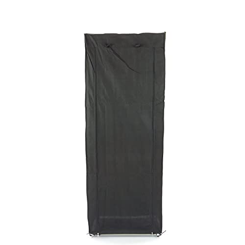 PrimeMatik - Garderobe und Schuhe Stoffschrank Faltschrank Kleiderschrank 60 x 30 x 160 cm schwarz mit Rolltore