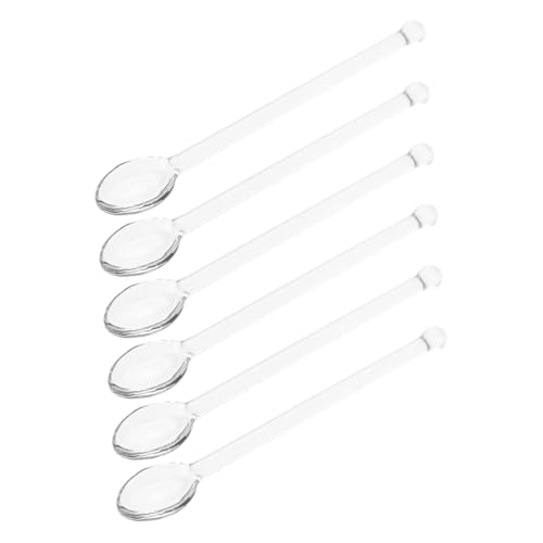 YOSADIER 6 Cucchiaini in Vetro Trasparente Per Mescolare, Cucchiaini Da Tè Espresso e Dessert, Agitatori Di Vetro Versatili Per Cocktail, Latte e Zucchero, Per Casa, Bar e Feste