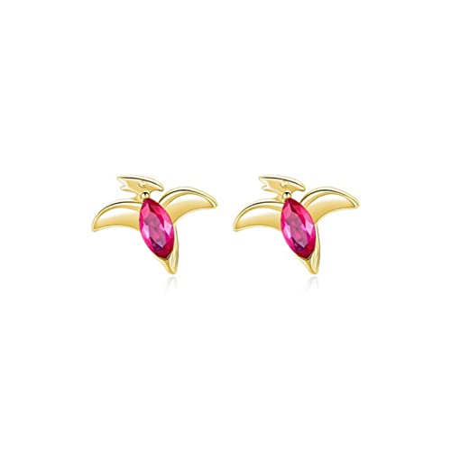 Boucles d'oreilles dinosaure cristal rose pour l'école et les fêtes