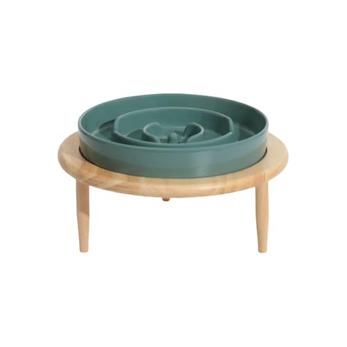 Yobuisg ペット食器 スロウフィーダーボウル 飲み込み防止 早食い防止 吐き戻し防止 スタンド付きボウル 犬 えさ皿 陶器 犬食器 ペット食器 餌入れ ボウル ペット用品 お手入れ簡単 ペットの健康管理 覆しない 安定感 洗いやすい (グリーン2+ス