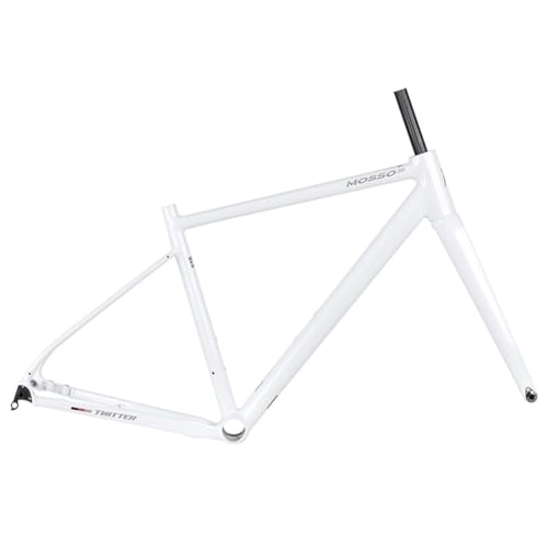 HIMALO 700C Gravel Road Bike Frameset 41/44/47/50/53cm Aluminum Alloy Bike Frame with Carbon Fork Thru Axle 12 * 100mm/12 * 142mm Disc Brake Frame Internal Routing(White,41cm)