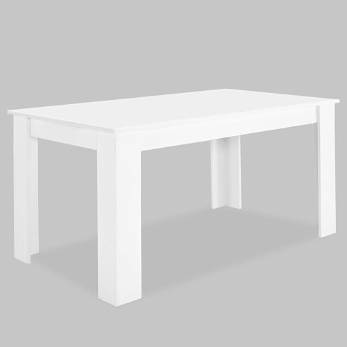 Blisswood Dining Table, Kitchen Table 140 x 80 cm, White Tabletop Rectangle Wooden Dining Table, 6 Seater for Dining Room, Kitchen & Living Room,140L x 80W x 75H cm