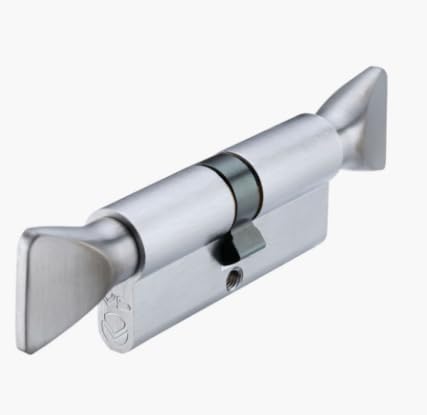 Kooples Hardware V5 Euro Profile Double Turn Cylinder – 5-Pin Dual Thumbturn Lock – No Key Operation – Brass Core Barrel for Internal Timber or Composite Doors (Satin Chrome, 60mm)