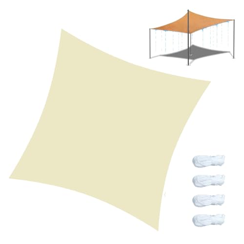 LXBche Waterproof Block Sun Shade Sails Canopy Sunshade Net UV Block Canopy Sun Shade Sail Canopy with Rope for Outdoor Patio Lawn Garden Outdoor Backyard (Color : Beige, Size : 2 * 2m)