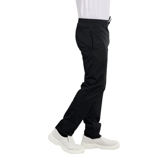 Hurry Jump Pantalon de Cuisine Homme Femme Pantalon de Chef Taille élastiquée Deux Poches Hauteur réglable idéal apprentis Uniforme Tenue Cuisine Cordon serragee Noir/Gris Clair/Gris foncé