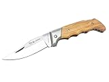 MIGUEL NIETO Navaja Campera 071, Plegable, Hoja de 8 cm. de Acero inoxidable Vanadio 1.4116, Mango de Cromo Duro y Madera de Olivo, Sistema de Cierre de Bloqueo