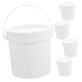 TIDTALEO 5pcs Heavy Duty Plastic Water Pail with Lids Design for Home Industry and Agriculture Use Food-Grade Material Portable with Handle