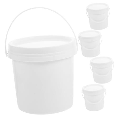 TIDTALEO 5pcs Heavy Duty Plastic Water Pail with Lids Design for Home Industry and Agriculture Use Food-Grade Material Portable with Handle