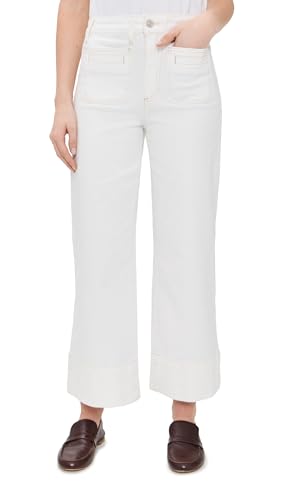 PAIGE Women's Anessa Wide Leg Jeans, Toasted Ecru, 28