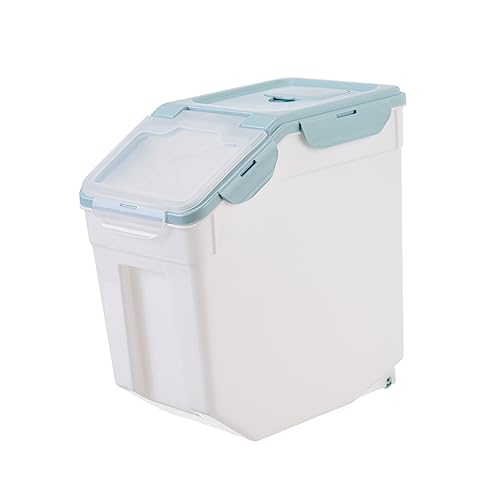 Yardwe Pet Food Storage Bin Moisture Dustproof Dry Food Container Nordic Blue for Dog Food Elegant Design Durable with Snap Tight Lid to Keep Food