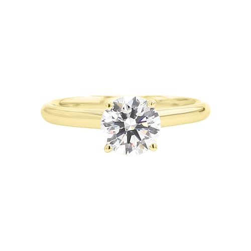 14K White and Yellow Gold Lab Grown Diamond Solitaire Engagement Ring for Women, 4 Prong Rings for Wedding and Valentine Gift 0.25 to 2 Carat TW (F-G Color, VVS-VS Clarity)