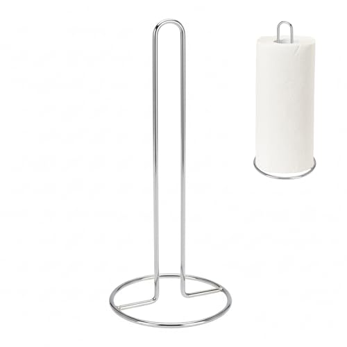 GEEZY Stainless Steel Kitchen Roll Holder - Stylish Silver Freestanding Paper Towel Stand - Tissue Dispenser & Organiser for Kitchen Countertop & Dining Table