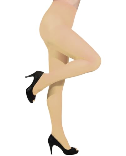 Image of Women's Opaque Tights - 80D Soft Control Top Elastic Colors Fashion High Waist Footed Pantyhose.