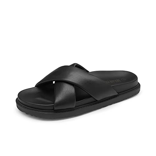 Image of DREAM PAIRS Women's Crisscross Open Toe Slide Sandals Flat Comfort Slip on Sandals