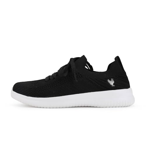 WALK IN PITAS Sara | Zapatillas de Mujer Casual Tipo Sneaker | Deportivas de Mujer para el Verano sin Cordones | Zapatos y Bambas de PITAS | Negro & Blanco 38